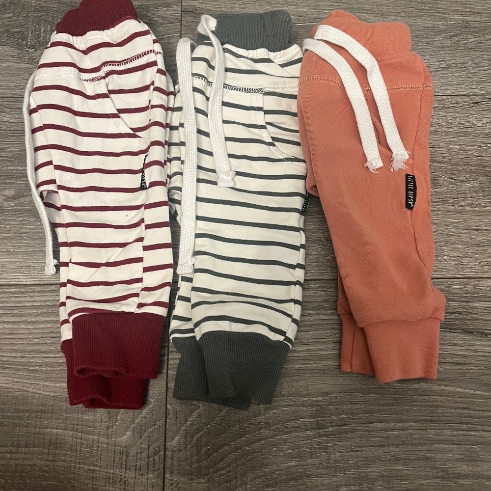 Little Bipsy Striped Jogger Bundle in Maroon, Gray, and Peach